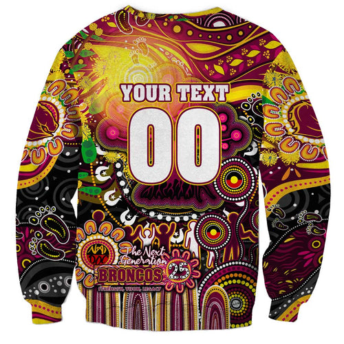 Personalised NAIDOC Week 2025 Broncos Rugby Sweatshirt Aboriginal Dot Painting