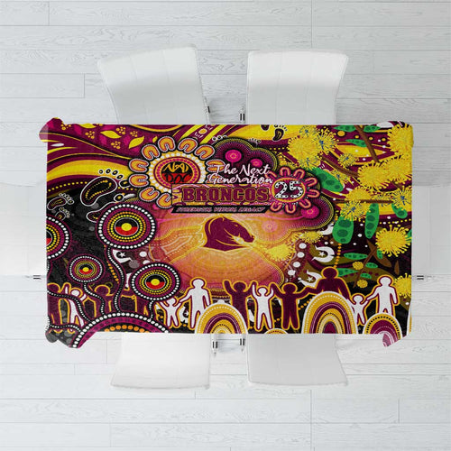NAIDOC Week 2025 Broncos Rugby Tablecloth Aboriginal Dot Painting