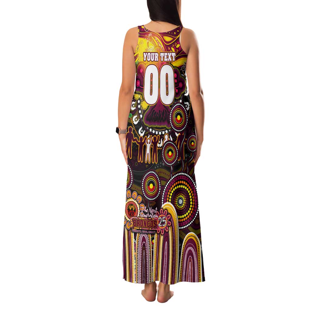 Personalised NAIDOC Week 2025 Broncos Rugby Tank Maxi Dress Aboriginal Dot Painting