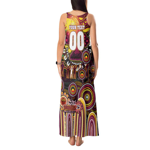 Personalised NAIDOC Week 2025 Broncos Rugby Tank Maxi Dress Aboriginal Dot Painting