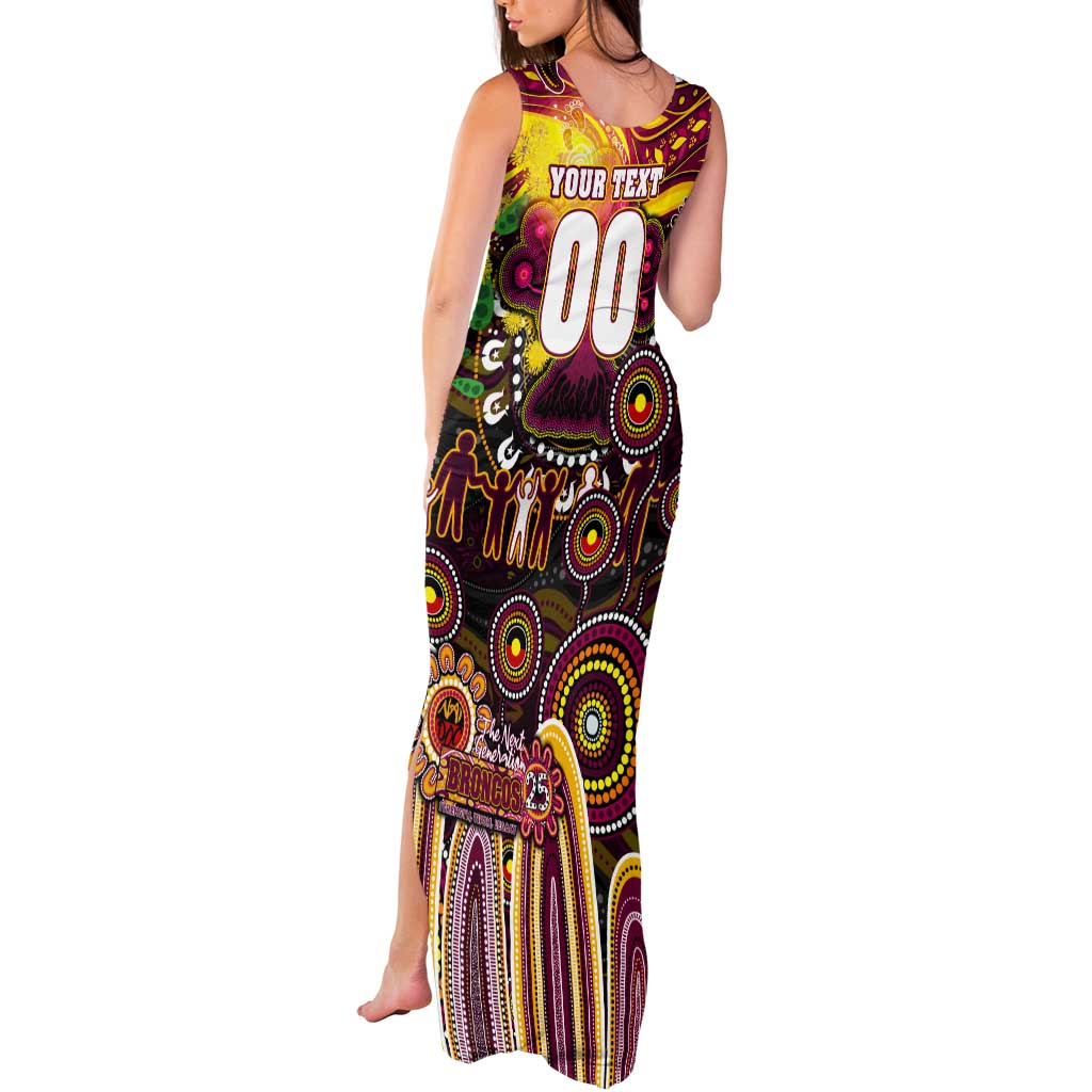 Personalised NAIDOC Week 2025 Broncos Rugby Tank Maxi Dress Aboriginal Dot Painting