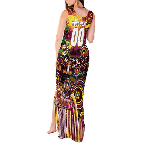Personalised NAIDOC Week 2025 Broncos Rugby Tank Maxi Dress Aboriginal Dot Painting