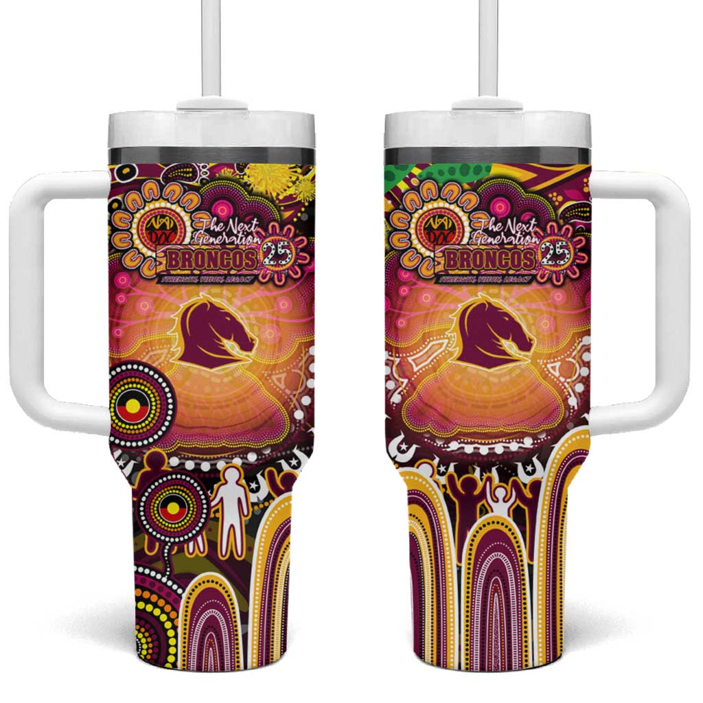 NAIDOC Week 2025 Broncos Rugby Tumbler With Handle Aboriginal Dot Painting