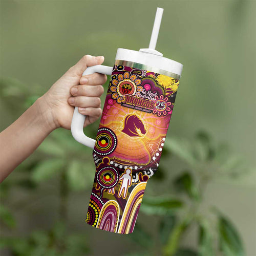 NAIDOC Week 2025 Broncos Rugby Tumbler With Handle Aboriginal Dot Painting