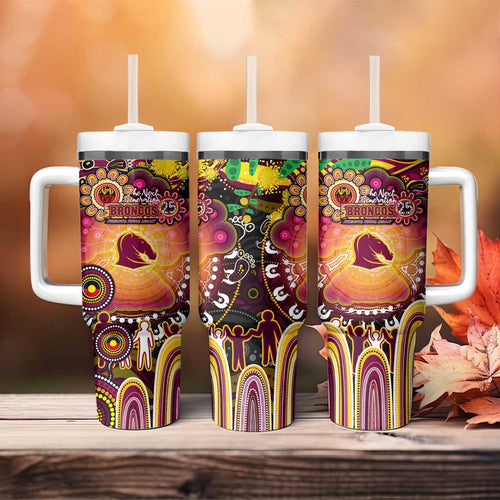 NAIDOC Week 2025 Broncos Rugby Tumbler With Handle Aboriginal Dot Painting