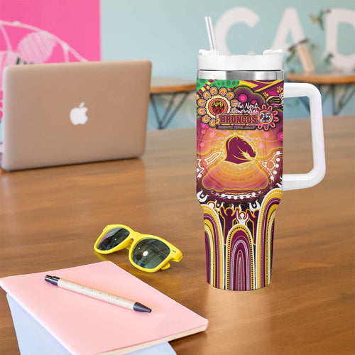 NAIDOC Week 2025 Broncos Rugby Tumbler With Handle Aboriginal Dot Painting