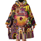 Personalised NAIDOC Week 2025 Broncos Rugby Wearable Blanket Hoodie Aboriginal Dot Painting