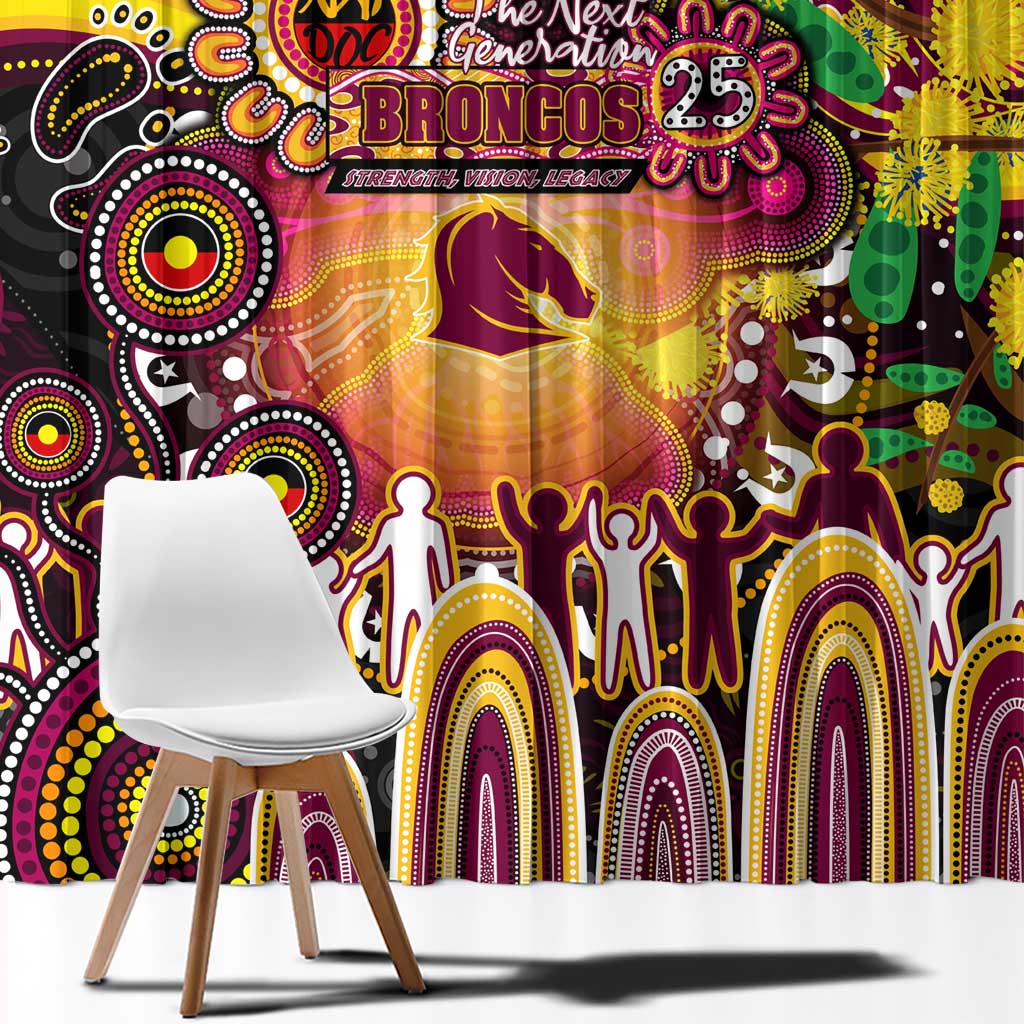 NAIDOC Week 2025 Broncos Rugby Window Curtain Aboriginal Dot Painting