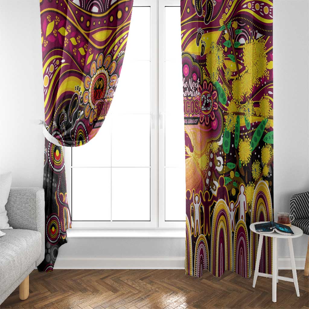 NAIDOC Week 2025 Broncos Rugby Window Curtain Aboriginal Dot Painting