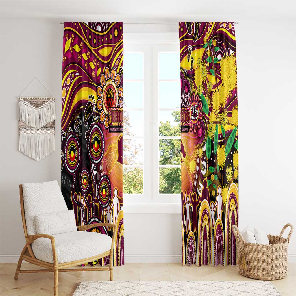 NAIDOC Week 2025 Broncos Rugby Window Curtain Aboriginal Dot Painting