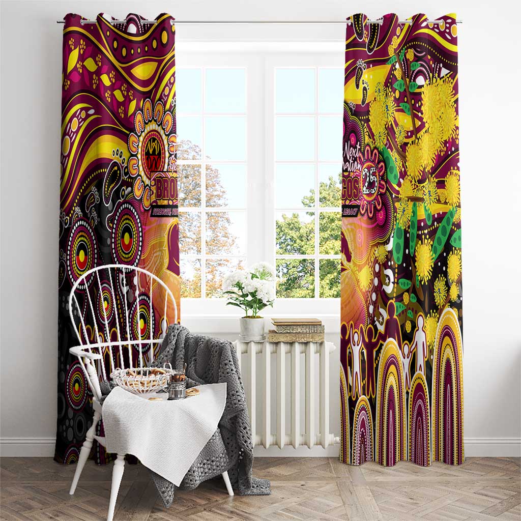 NAIDOC Week 2025 Broncos Rugby Window Curtain Aboriginal Dot Painting
