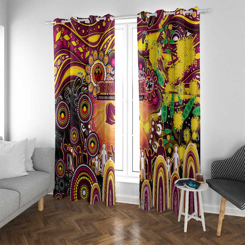 NAIDOC Week 2025 Broncos Rugby Window Curtain Aboriginal Dot Painting