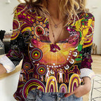 Personalised NAIDOC Week 2025 Broncos Rugby Women Casual Shirt Aboriginal Dot Painting