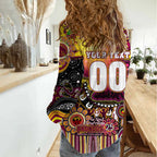 Personalised NAIDOC Week 2025 Broncos Rugby Women Casual Shirt Aboriginal Dot Painting