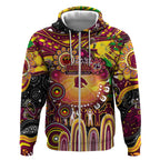Personalised NAIDOC Week 2025 Broncos Rugby Zip Hoodie Aboriginal Dot Painting
