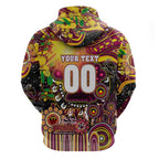 Personalised NAIDOC Week 2025 Broncos Rugby Zip Hoodie Aboriginal Dot Painting