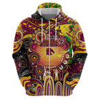 Personalised NAIDOC Week 2025 Broncos Rugby Zip Hoodie Aboriginal Dot Painting