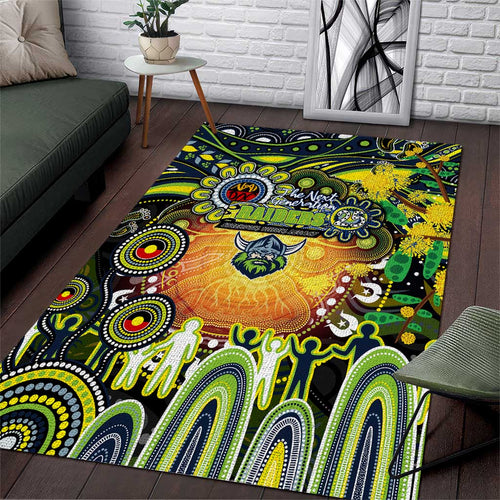 NAIDOC Week 2025 Raiders Rugby Area Rug Aboriginal Dot Painting
