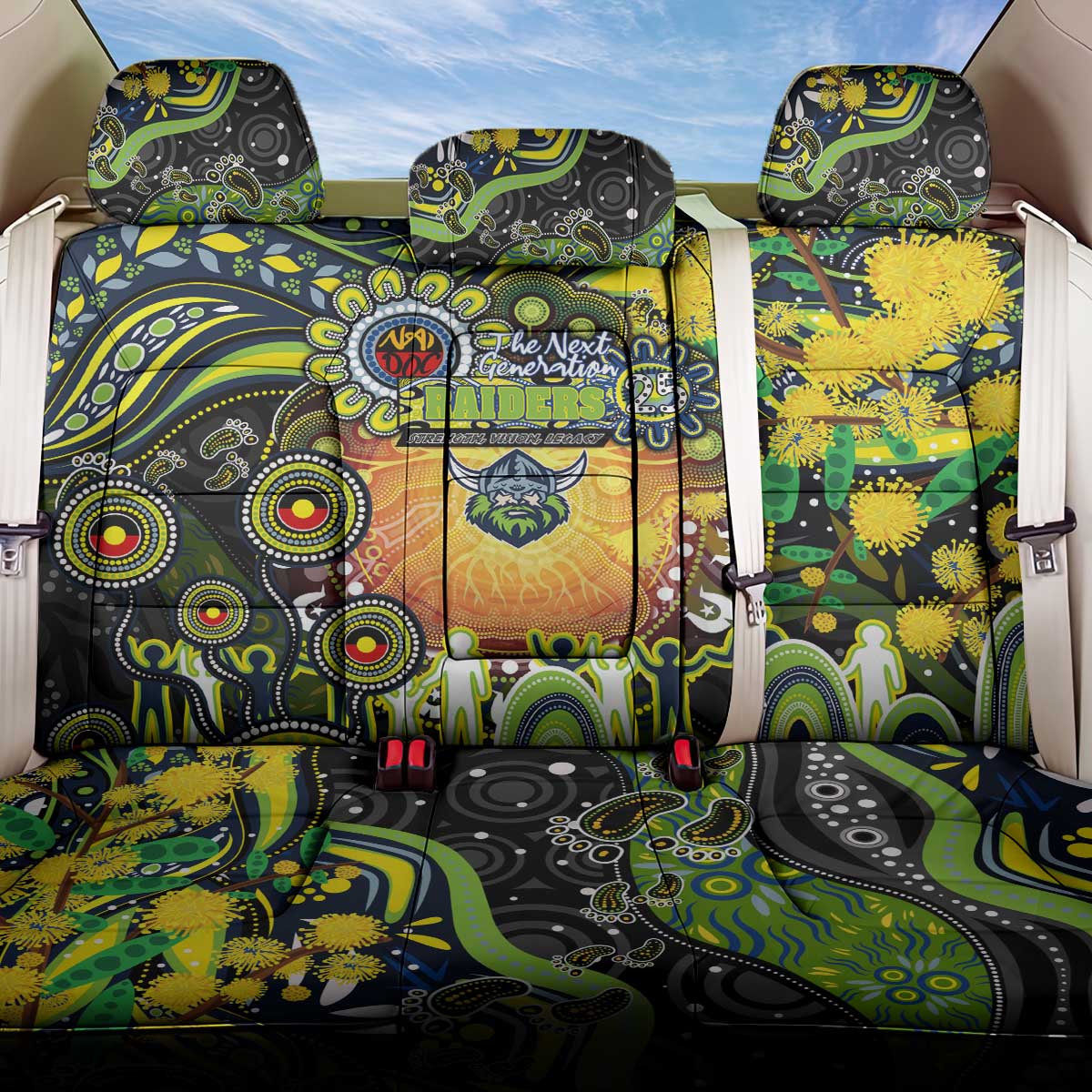 NAIDOC Week 2025 Raiders Rugby Back Car Seat Cover Aboriginal Dot Painting