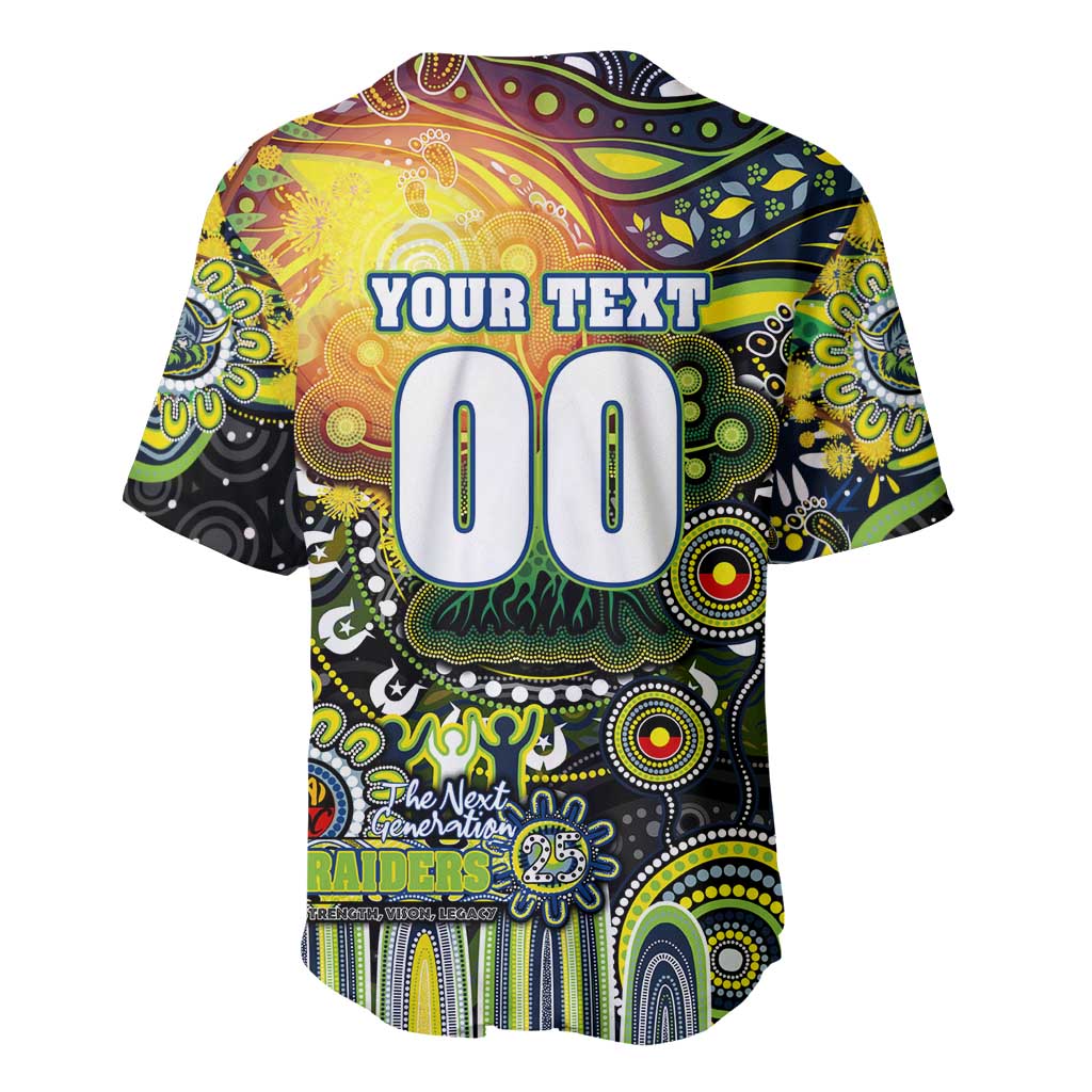 Personalised NAIDOC Week 2025 Raiders Rugby Baseball Jersey Aboriginal Dot Painting