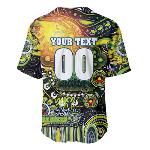 Personalised NAIDOC Week 2025 Raiders Rugby Baseball Jersey Aboriginal Dot Painting