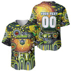 Personalised NAIDOC Week 2025 Raiders Rugby Baseball Jersey Aboriginal Dot Painting
