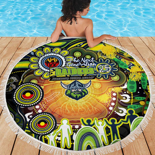 NAIDOC Week 2025 Raiders Rugby Beach Blanket Aboriginal Dot Painting