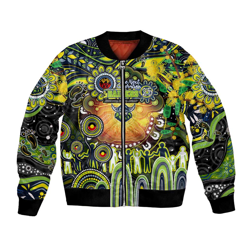 Personalised NAIDOC Week 2025 Raiders Rugby Bomber Jacket Aboriginal Dot Painting