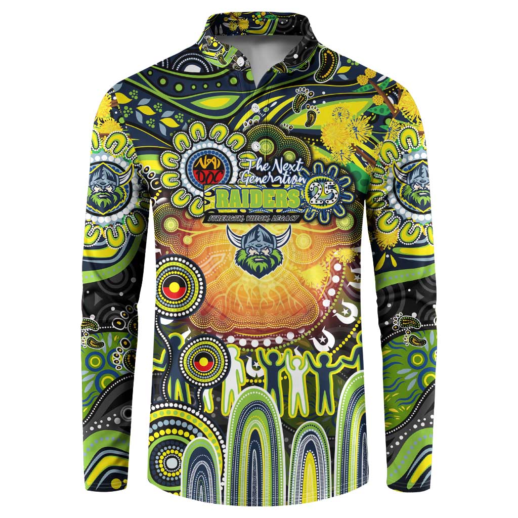 Personalised NAIDOC Week 2025 Raiders Rugby Button Sweatshirt Aboriginal Dot Painting