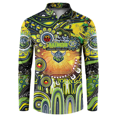 Personalised NAIDOC Week 2025 Raiders Rugby Button Sweatshirt Aboriginal Dot Painting