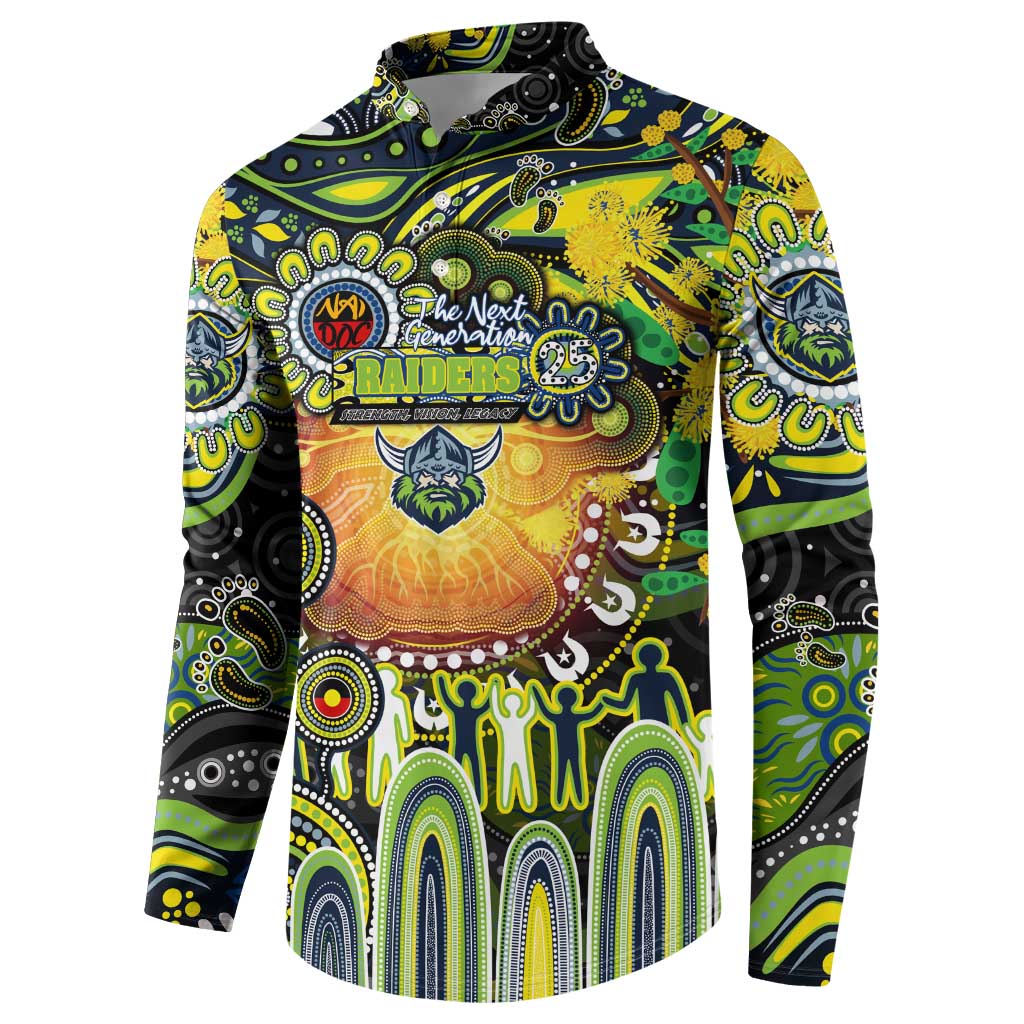 Personalised NAIDOC Week 2025 Raiders Rugby Button Sweatshirt Aboriginal Dot Painting