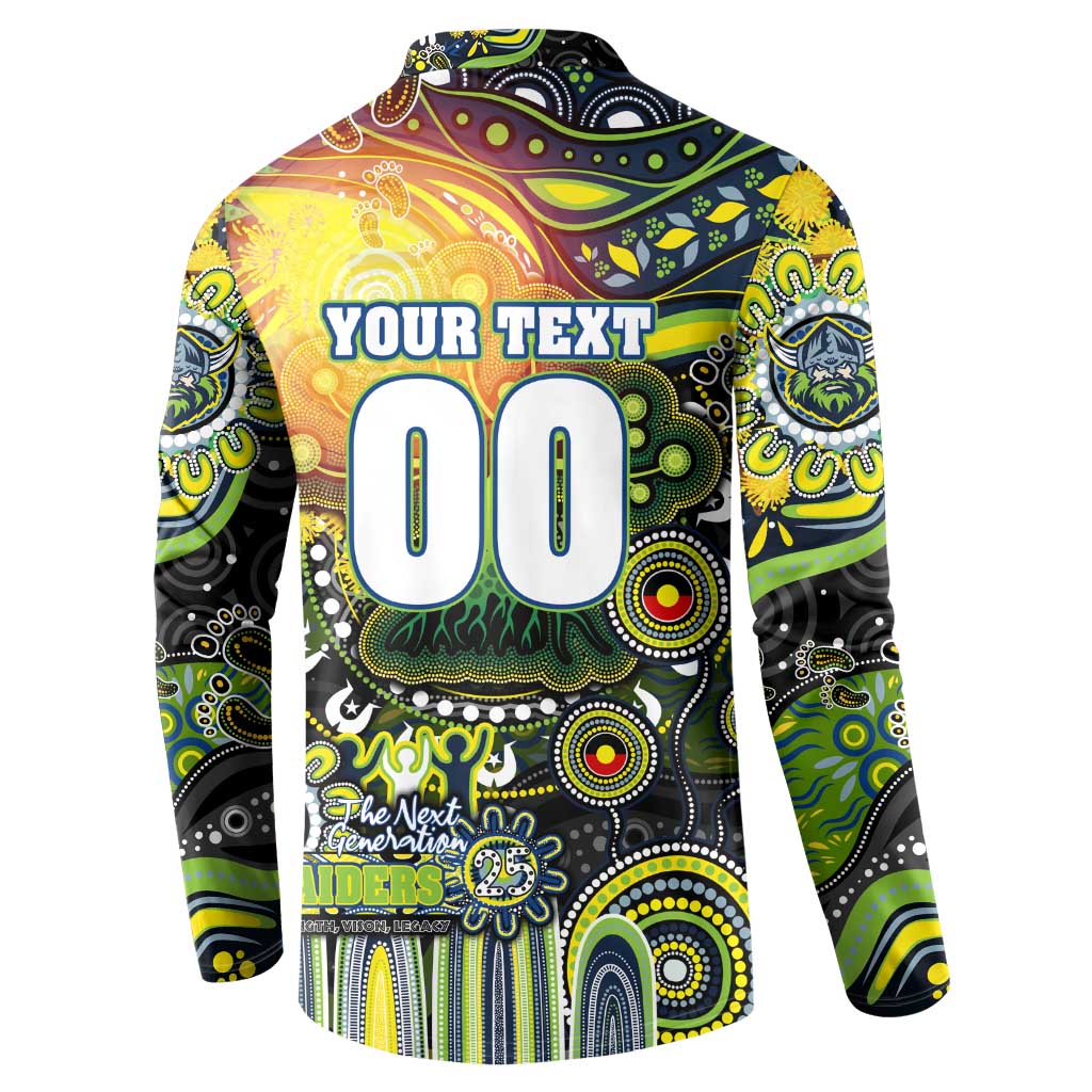 Personalised NAIDOC Week 2025 Raiders Rugby Button Sweatshirt Aboriginal Dot Painting