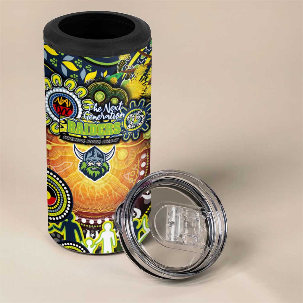 NAIDOC Week 2025 Raiders Rugby 4 in 1 Can Cooler Tumbler Aboriginal Dot Painting