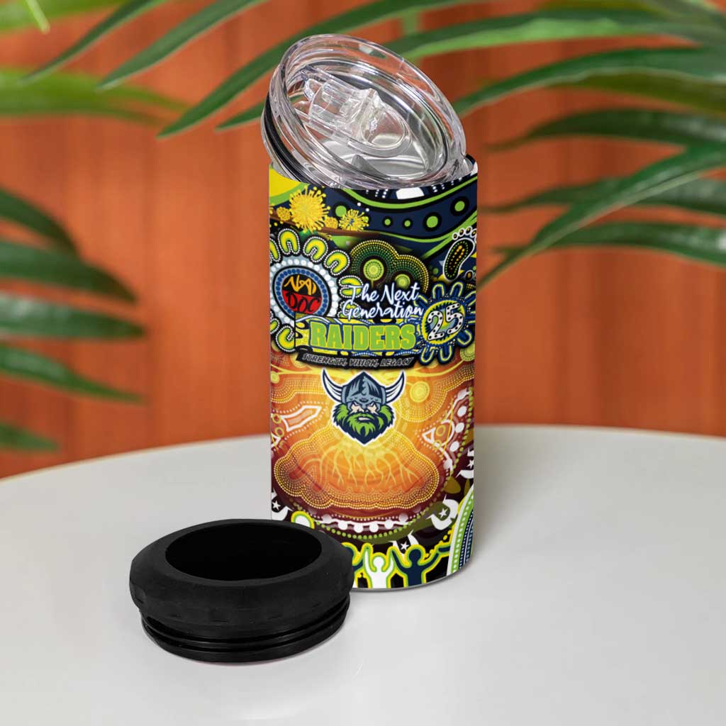 NAIDOC Week 2025 Raiders Rugby 4 in 1 Can Cooler Tumbler Aboriginal Dot Painting