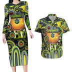 Personalised NAIDOC Week 2025 Raiders Rugby Couples Matching Long Sleeve Bodycon Dress and Hawaiian Shirt Aboriginal Dot Painting