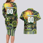 Personalised NAIDOC Week 2025 Raiders Rugby Couples Matching Long Sleeve Bodycon Dress and Hawaiian Shirt Aboriginal Dot Painting