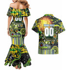 Personalised NAIDOC Week 2025 Raiders Rugby Couples Matching Mermaid Dress and Hawaiian Shirt Aboriginal Dot Painting