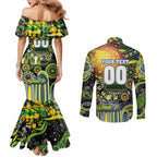 Personalised NAIDOC Week 2025 Raiders Rugby Couples Matching Mermaid Dress and Long Sleeve Button Shirt Aboriginal Dot Painting