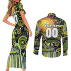 Personalised NAIDOC Week 2025 Raiders Rugby Couples Matching Short Sleeve Bodycon Dress and Long Sleeve Button Shirt Aboriginal Dot Painting