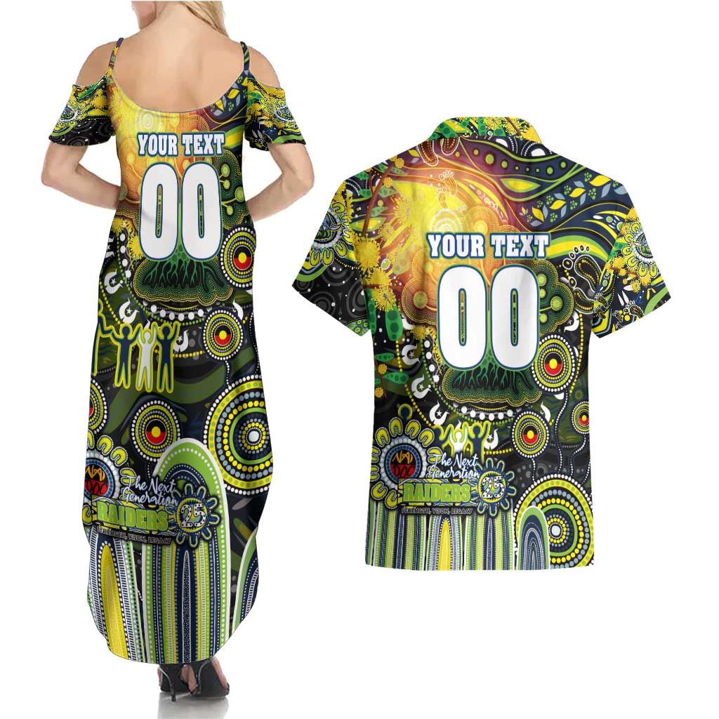 Personalised NAIDOC Week 2025 Raiders Rugby Couples Matching Summer Maxi Dress and Hawaiian Shirt Aboriginal Dot Painting
