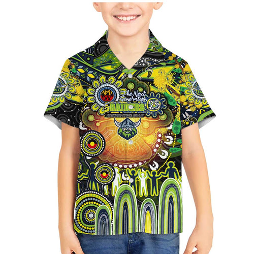 Personalised NAIDOC Week 2025 Raiders Rugby Family Matching Mermaid Dress and Hawaiian Shirt Aboriginal Dot Painting