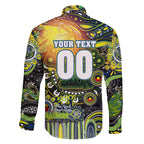 Personalised NAIDOC Week 2025 Raiders Rugby Family Matching Off The Shoulder Long Sleeve Dress and Hawaiian Shirt Aboriginal Dot Painting