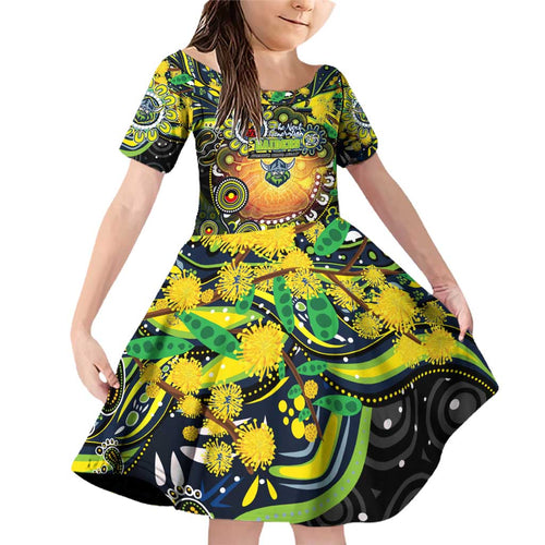 Personalised NAIDOC Week 2025 Raiders Rugby Family Matching Off Shoulder Short Dress and Hawaiian Shirt Aboriginal Dot Painting