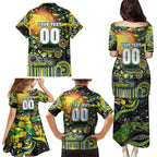 Personalised NAIDOC Week 2025 Raiders Rugby Family Matching Puletasi and Hawaiian Shirt Aboriginal Dot Painting