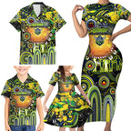 Personalised NAIDOC Week 2025 Raiders Rugby Family Matching Short Sleeve Bodycon Dress and Hawaiian Shirt Aboriginal Dot Painting