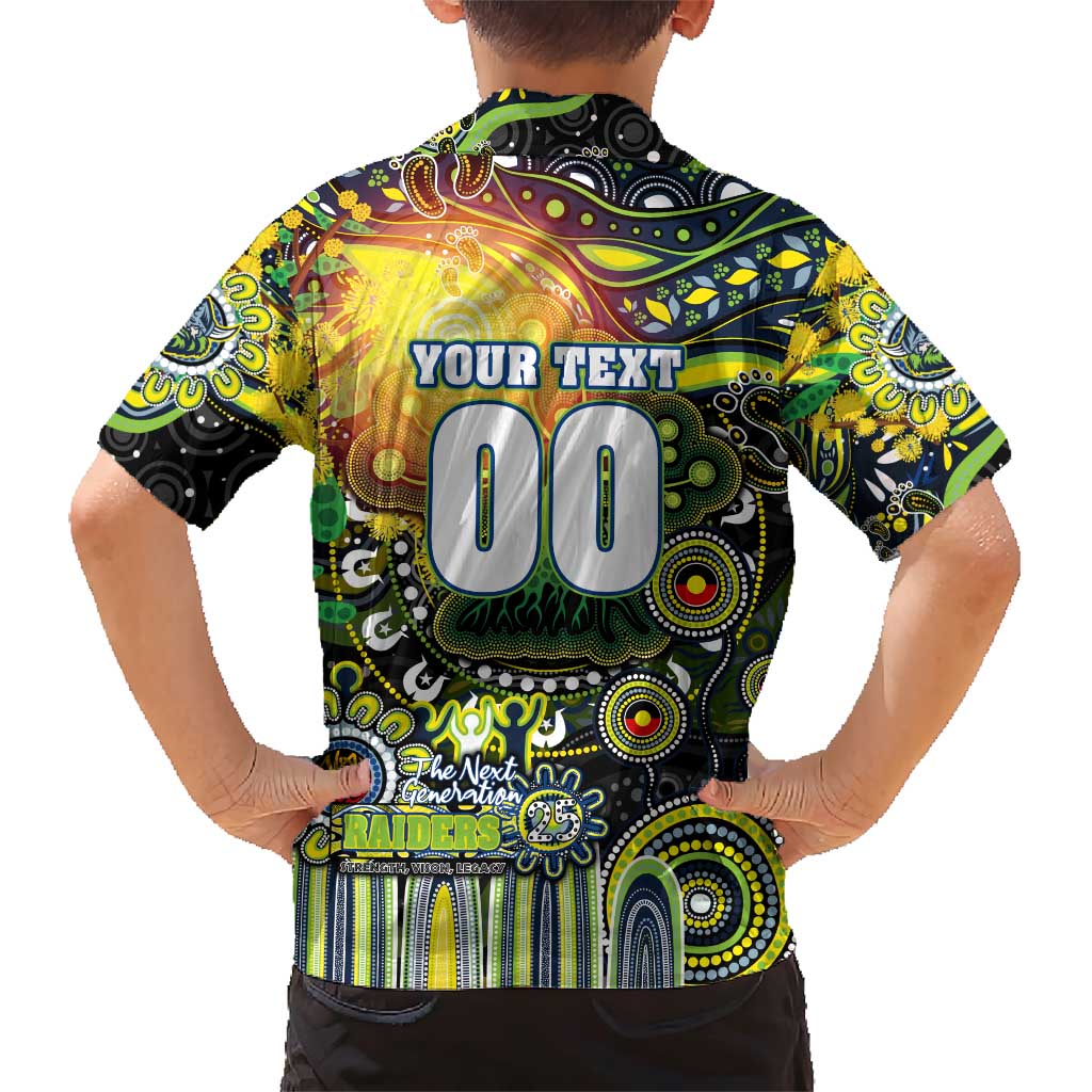 Personalised NAIDOC Week 2025 Raiders Rugby Family Matching Short Sleeve Bodycon Dress and Hawaiian Shirt Aboriginal Dot Painting
