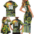 Personalised NAIDOC Week 2025 Raiders Rugby Family Matching Short Sleeve Bodycon Dress and Hawaiian Shirt Aboriginal Dot Painting