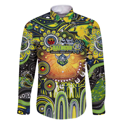 Personalised NAIDOC Week 2025 Raiders Rugby Family Matching Short Sleeve Bodycon Dress and Hawaiian Shirt Aboriginal Dot Painting