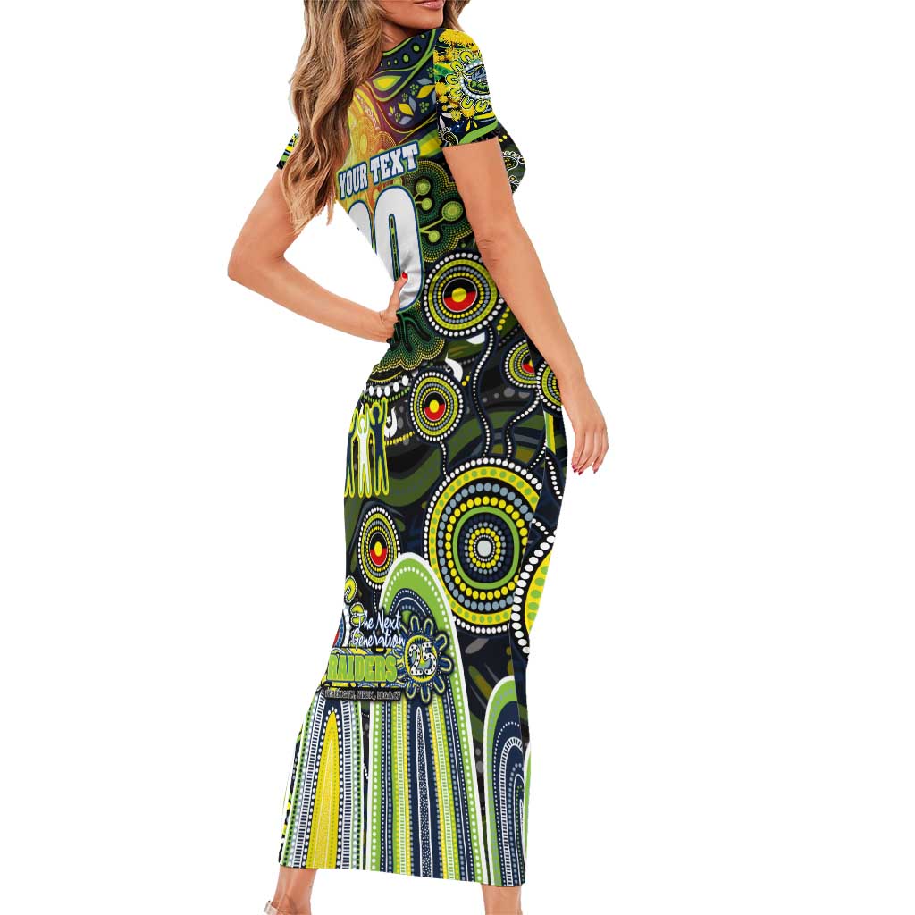 Personalised NAIDOC Week 2025 Raiders Rugby Family Matching Short Sleeve Bodycon Dress and Hawaiian Shirt Aboriginal Dot Painting