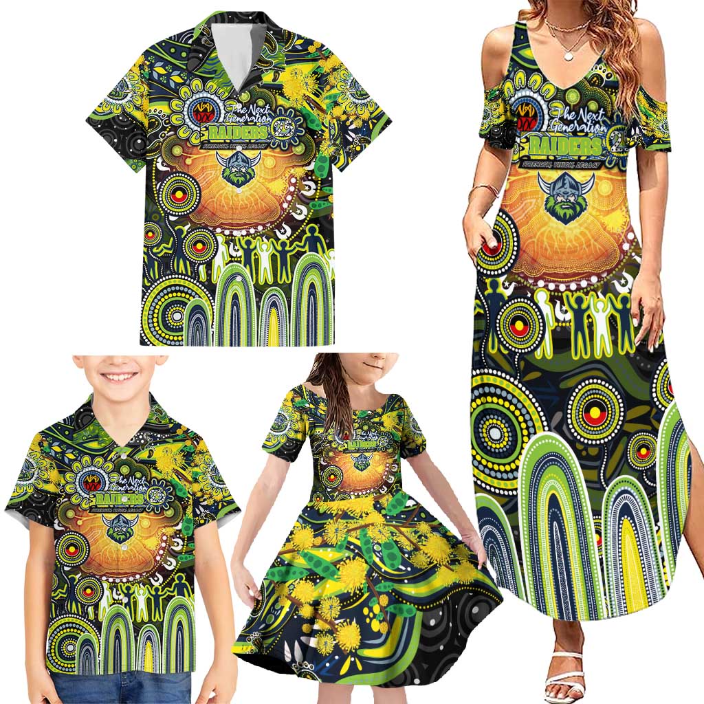Personalised NAIDOC Week 2025 Raiders Rugby Family Matching Summer Maxi Dress and Hawaiian Shirt Aboriginal Dot Painting